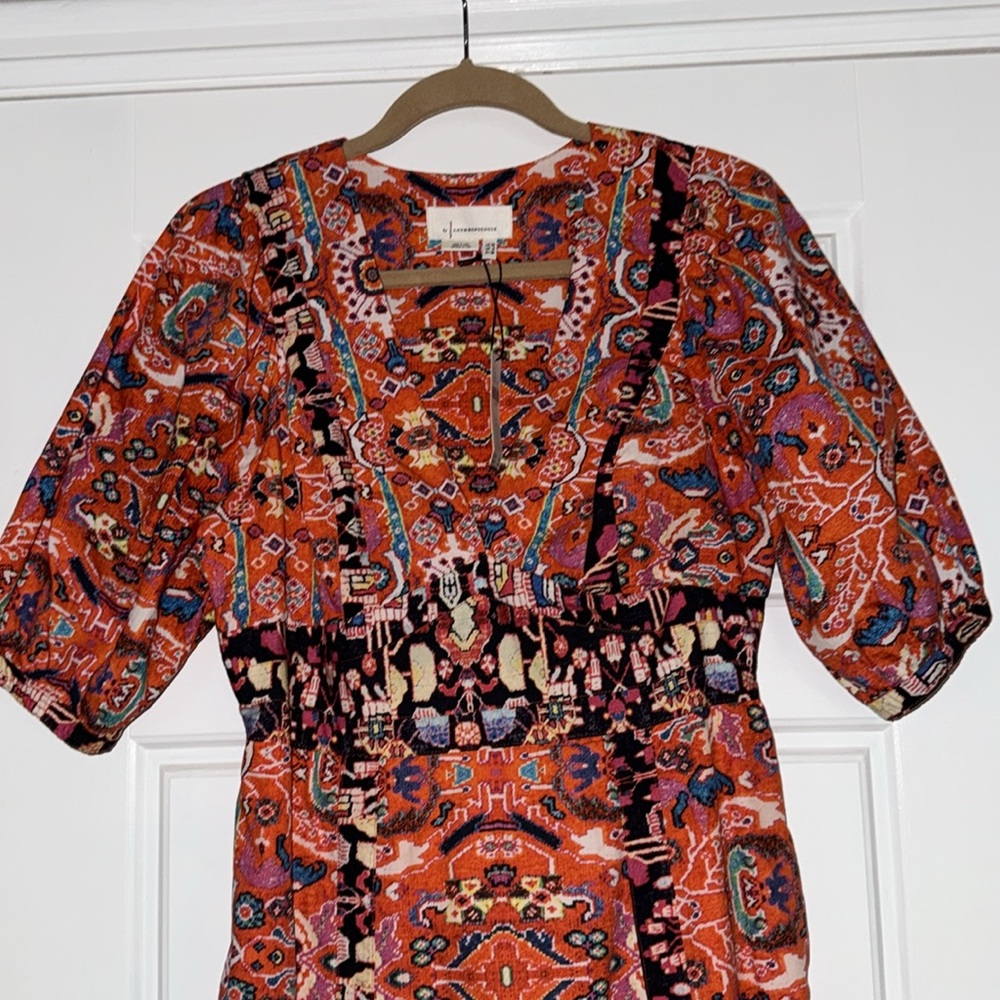Anthropologie Orange and Black Maxi/Midi Dress - Picture 3 of 9